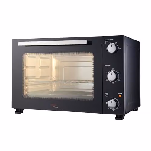 Cooks Professional 48L Mini Oven, Electric Multi-Function Countertop Cooker with Steam Assist in Black and Silver