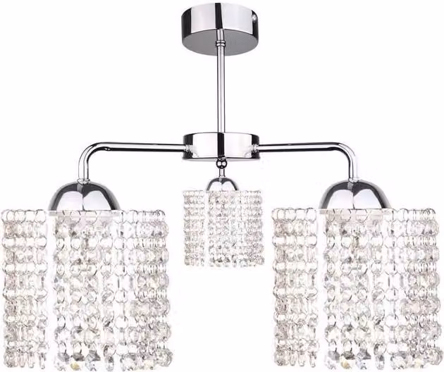Keter Lighting Diament Multi Arm Semi Flush Ceiling Light in Silver, Diameter: 40 cm, 3x E27