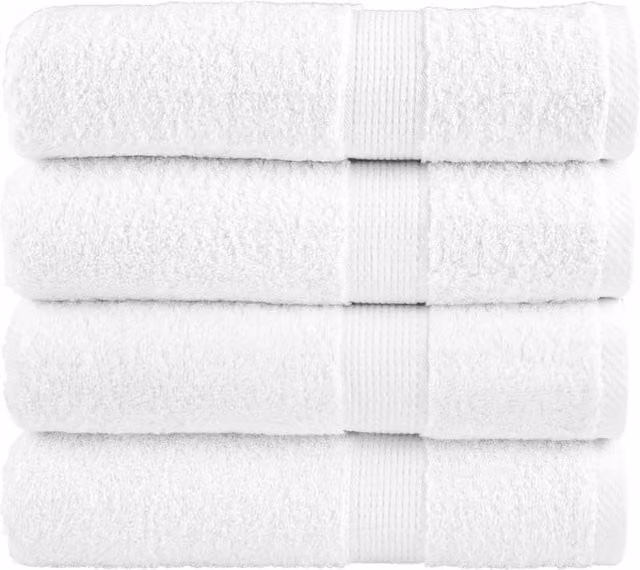 Berkfield Home SOLUND Premium Cotton Terry Bath Towels, White, 4 Pack, W: 100 cm, L: 150 cm, 600gsm – 1