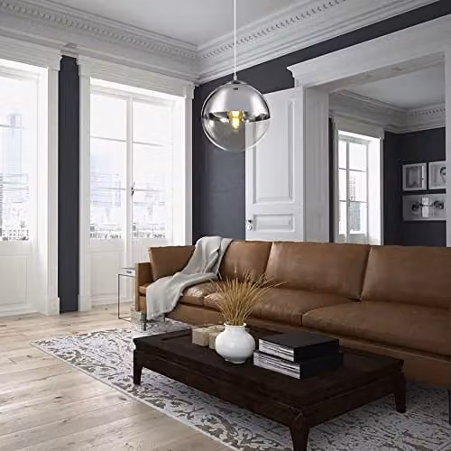 Globo Lighting Modern Glass Sphere Ceiling Pendant Lamp in Chrome and Transparent – 5