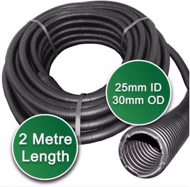 FLAVORA Flexible Water Butt Connection Hose, Black, 25mm