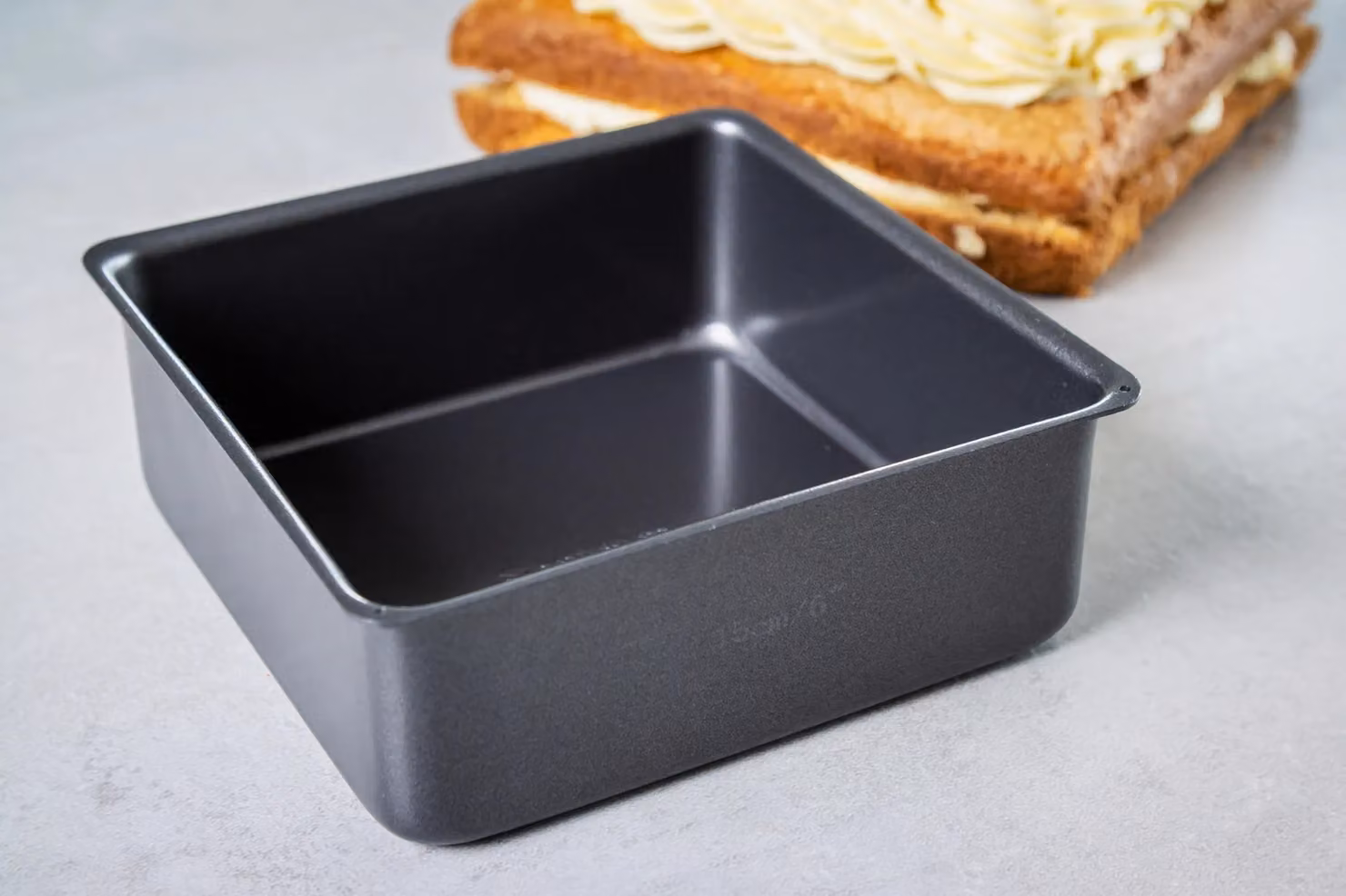 MasterClass Non-Stick Loose Base Square Carbon Steel Deep Cake Tin, Grey, 15 cm – 3