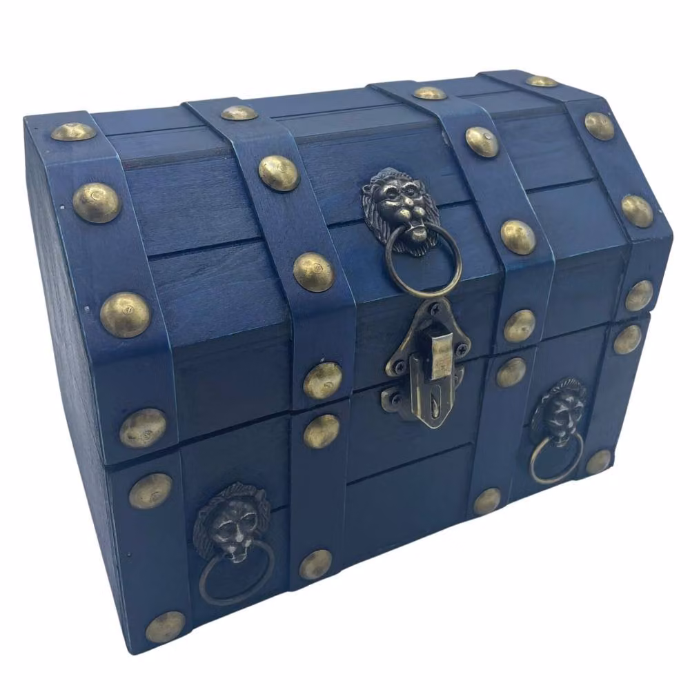 Serenityy Large Treasure Chest Wood Storage Box in Petrol Blue – 2