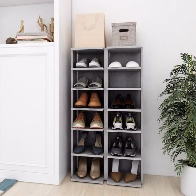 Berkfield Home Set of 2 Modern Shoe Cabinets in Concrete Grey, W/D/H: 25 x 27 x 102 cm – 1