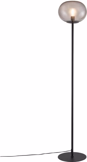 Nordlux Alton Modern Floor Lamp in Black with Transparent Glass and Metal Finish, E27