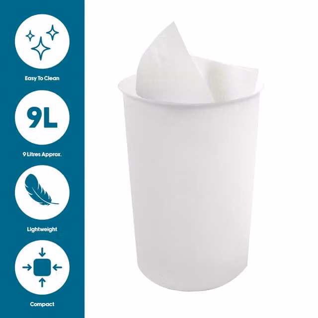 JVL Vibrance Clean Lightweight Plastic Waste Paper Basket Bin, White, H: 28.5 cm x W: 28 cm x D: 22.5 cm – 1