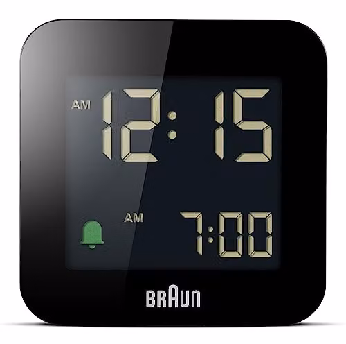 Braun Digital Travel Alarm Clock in Black