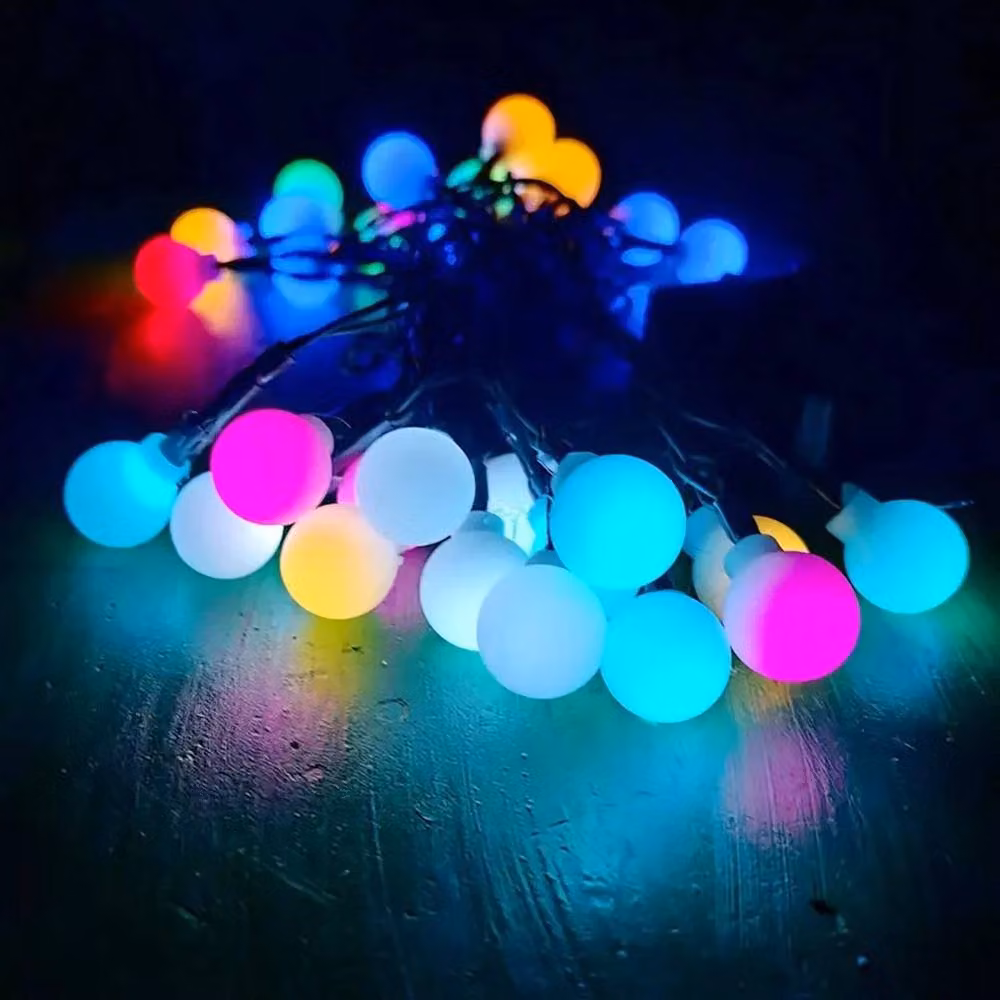 SPETLEK Solar Powered Multicolour LED Globe Sphere String Lights with 100 RGB Bulbs – 3