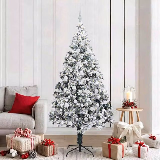 Berkfield Home Artificial Green Christmas Tree with 300 LEDs and Stand, Height: 210 cm