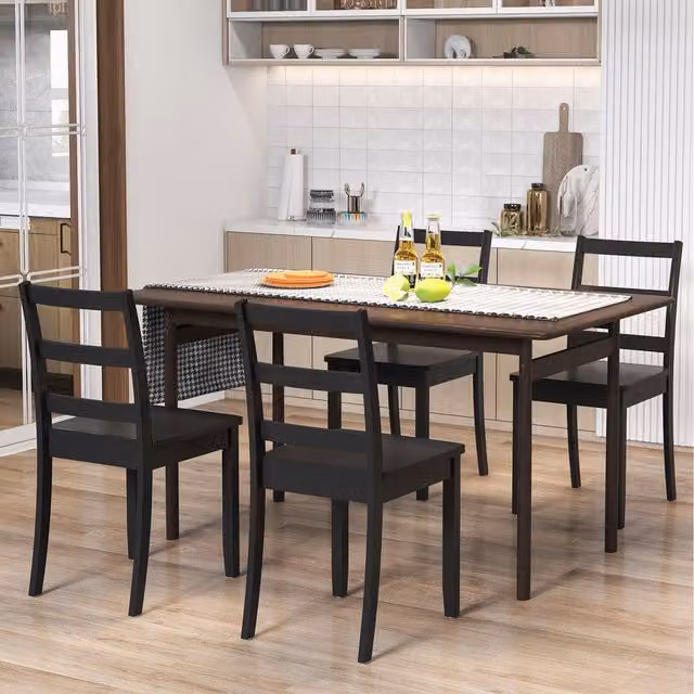 Costway Set of 2 Black Ladder Back Dining Chairs