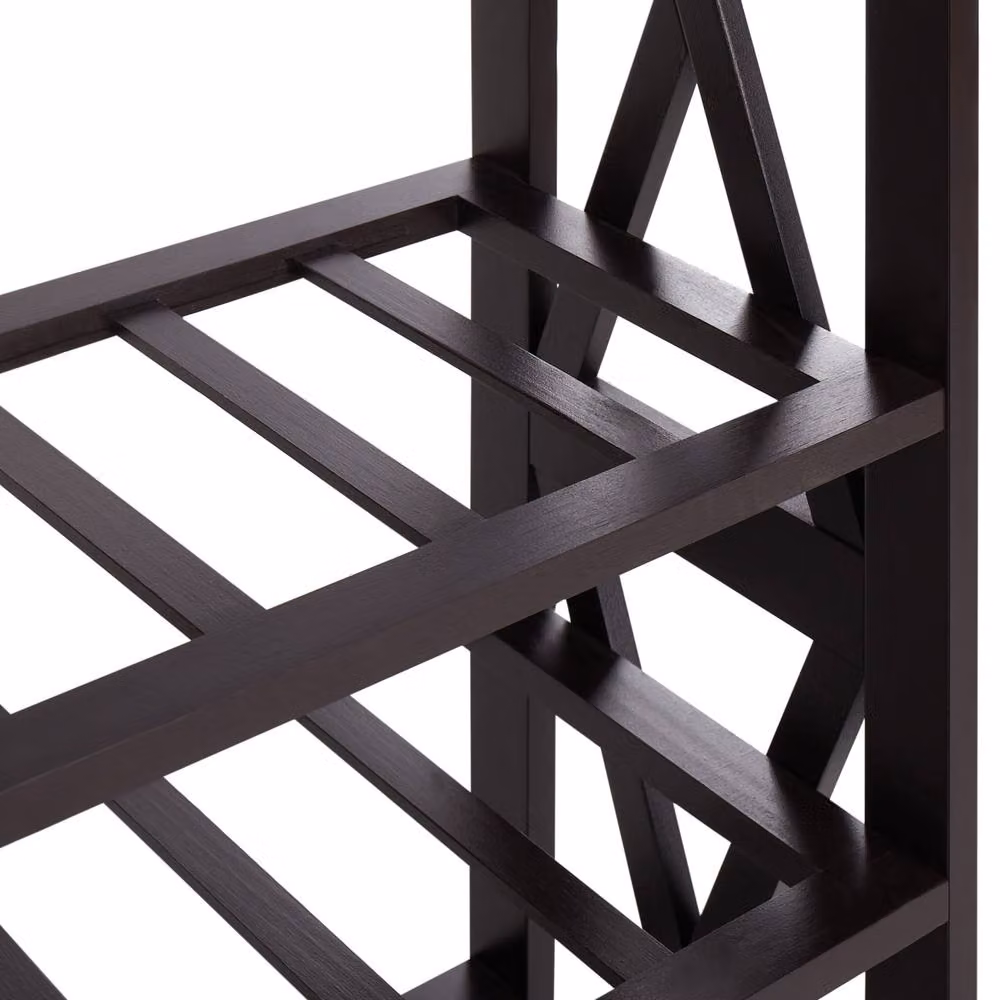 Wyld and Coco Dark Brown Lacquered Wine Rack with MDF Core and Pine Legs W/D/H: 73 x 29 x 90 cm – 6