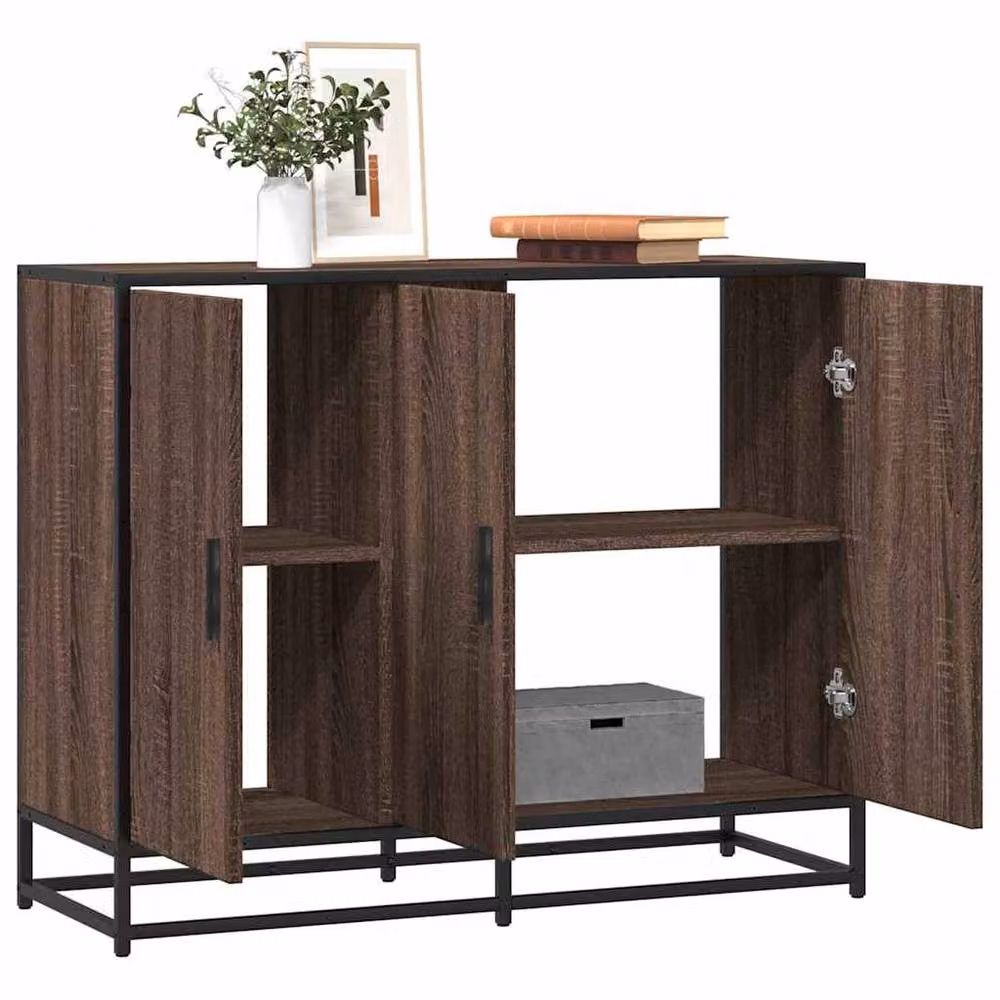 Berkfield Home Industrial Sideboard in Brown Oak, W/D/H: 94 x 35 x 76 cm – 2