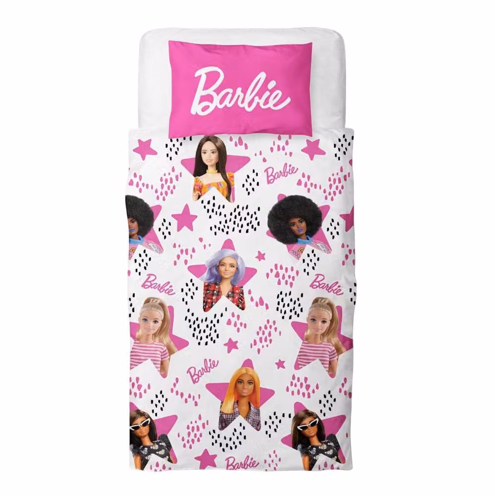 Barbie Stars Reversible Duvet Set and Pillowcase, Multicolour, W: 90 cm, L: 200 cm – 2