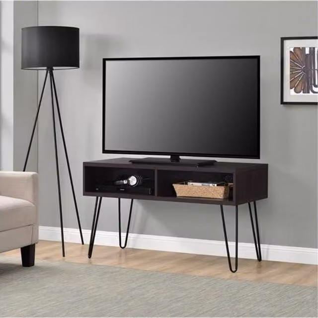 Dorel Home Owen Retro Espresso TV Stand with Shelves for up to 42 inch TVs, Brown