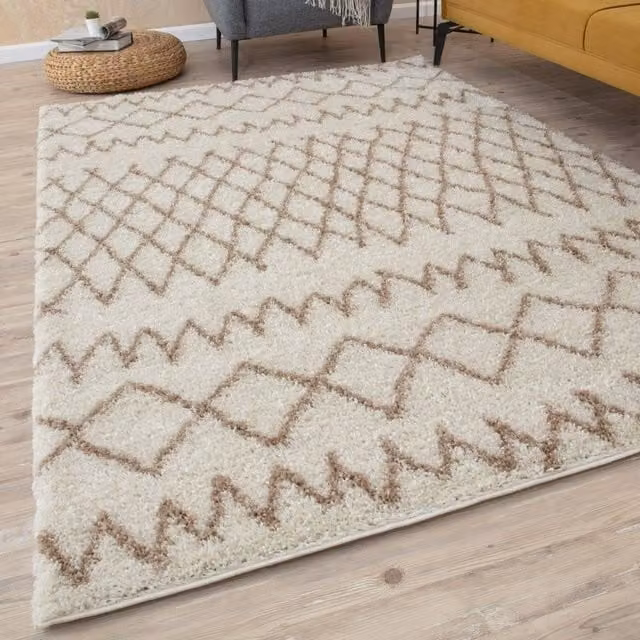 THE RUGS Soft Tangier High Pile Shaggy Moroccan Style Rug in Ivory, W/D: 80 x 150 cm – 1