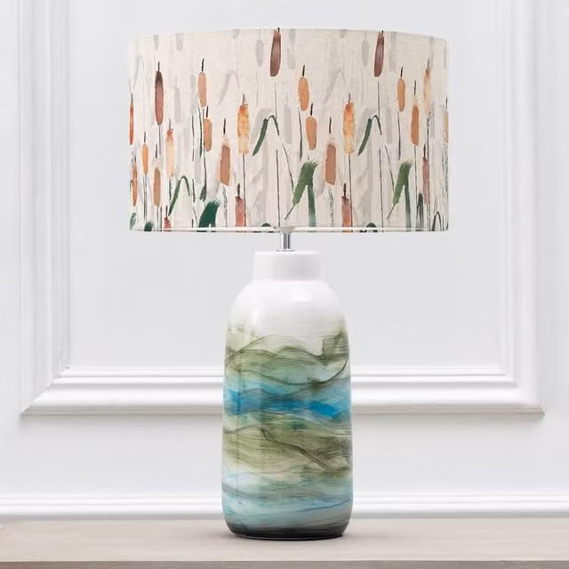 Voyage Maison Javary Ceramic Table Lamp with Saroma Eva Fabric Lampshade in Green