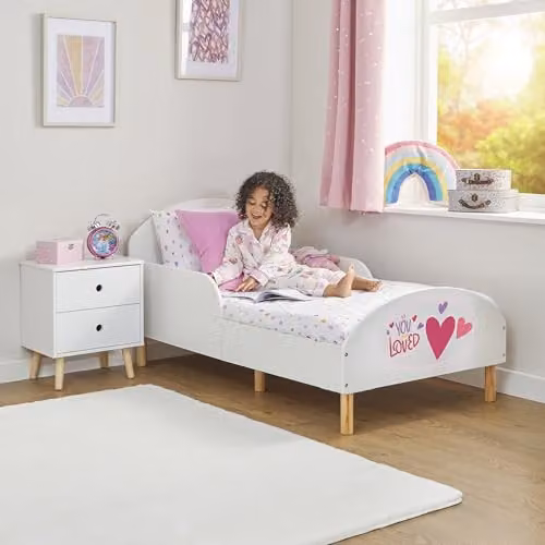 Liberty House Toys Spread Your Wings Kids Toddler Bed, White, H68 x W74 x D144 cm