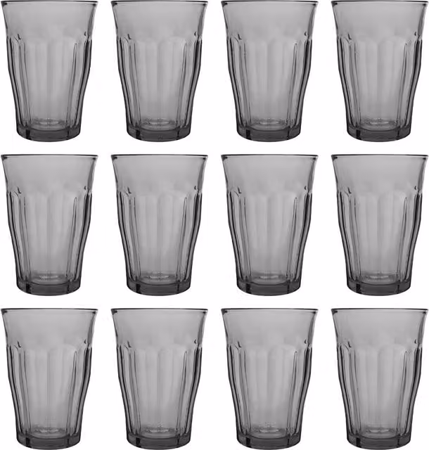 Duralex Picardie Highball Tumbler Glasses, Grey, 360 ml, Set of 12