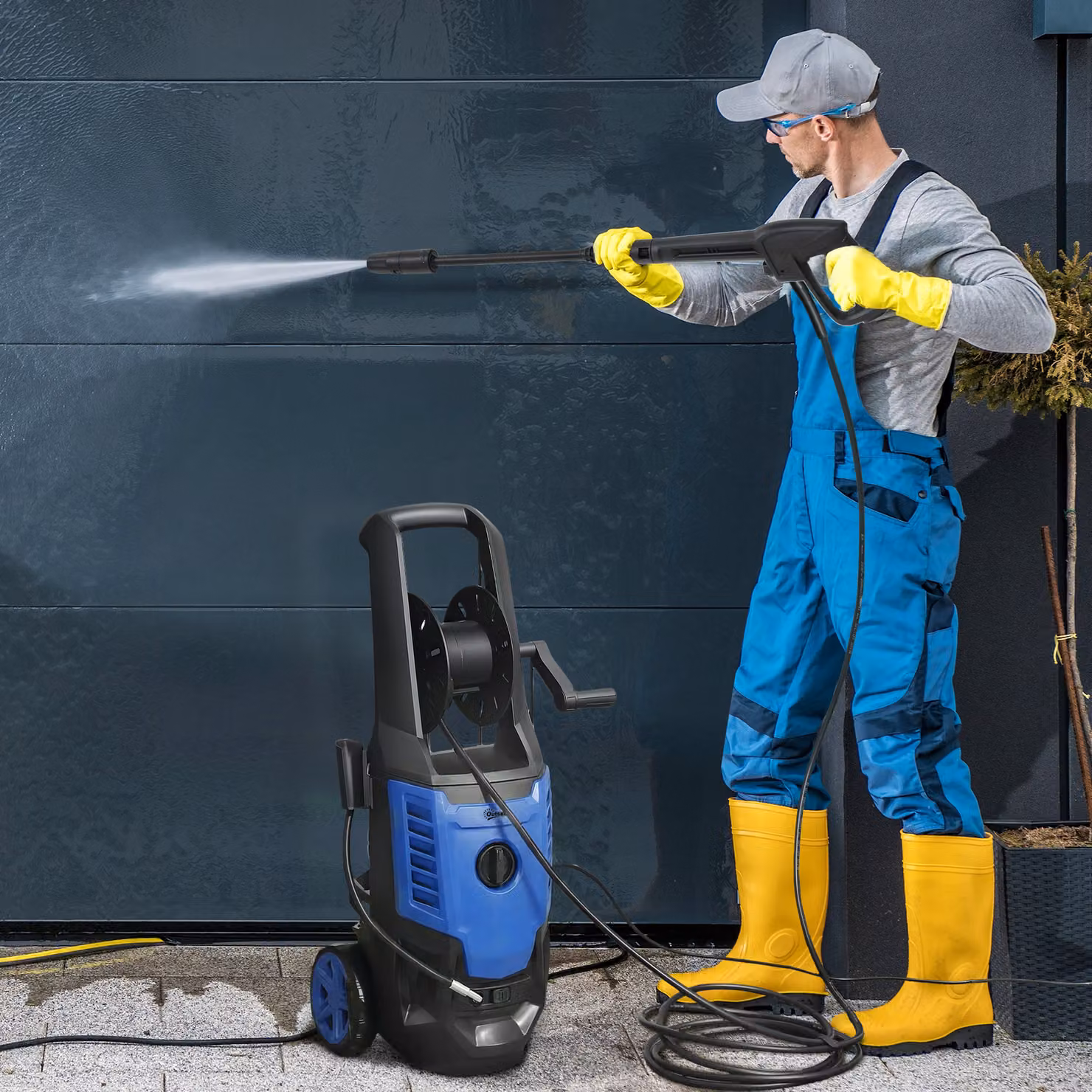 Outsunny 2200W High Pressure Washer, 170 Bar Pressure Washer with Adjustable Nozzle and 6M Hose, Blue, W/D/H: 32 x 32 x 80 cm – 2