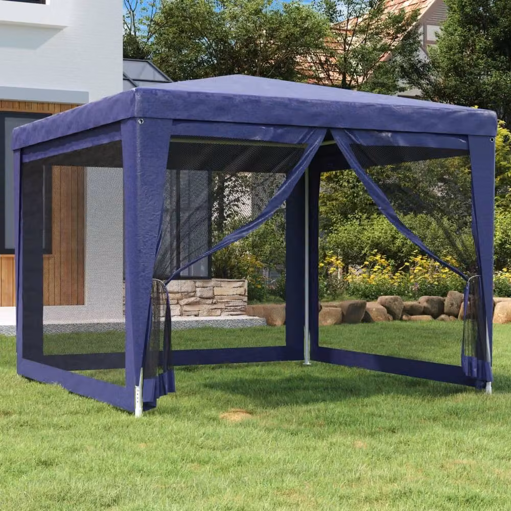 Berkfield Home Party Tent with 4 Mesh Sidewalls, Blue, W: 300 cm, D: 300 cm, H: 246 cm – 2