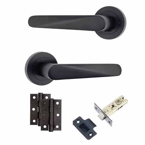 AXS Hardware Detroit Internal Door Handle Pack in Black with Antique Brass Aluminium Finish and 127mm Lever