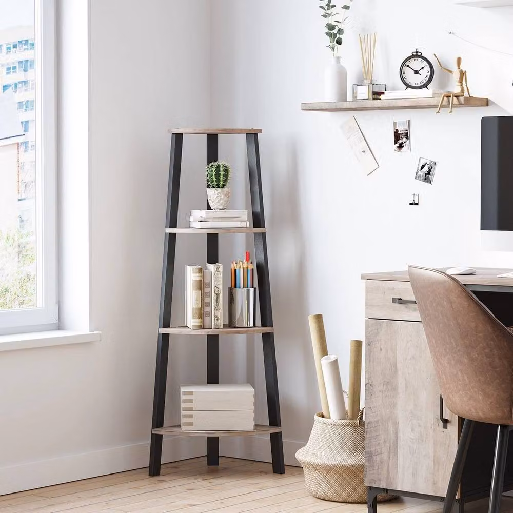 EONLION Grey 4-Tier Metal Corner Shelf – 3