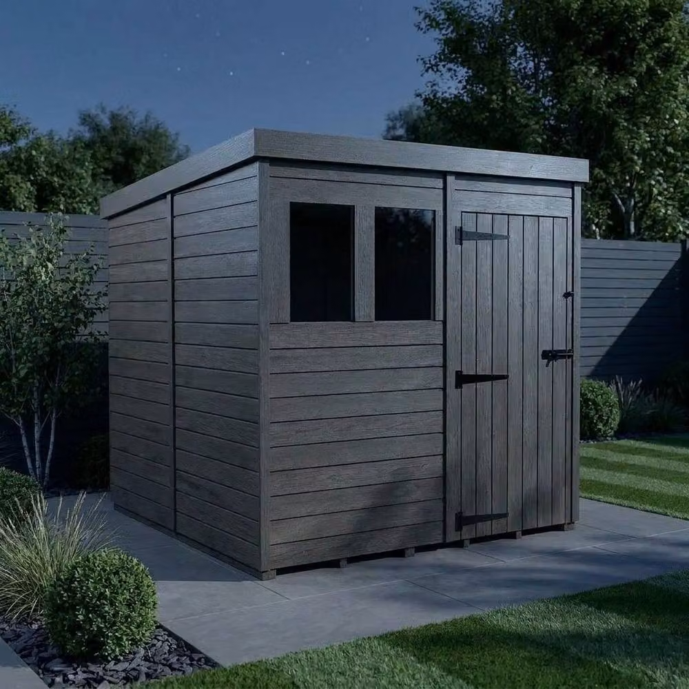 Buttercup Farm Grey Composite Pent Garden Shed with Single Door and Windows W/D/H: 213 x 305 x 210 cm – 3