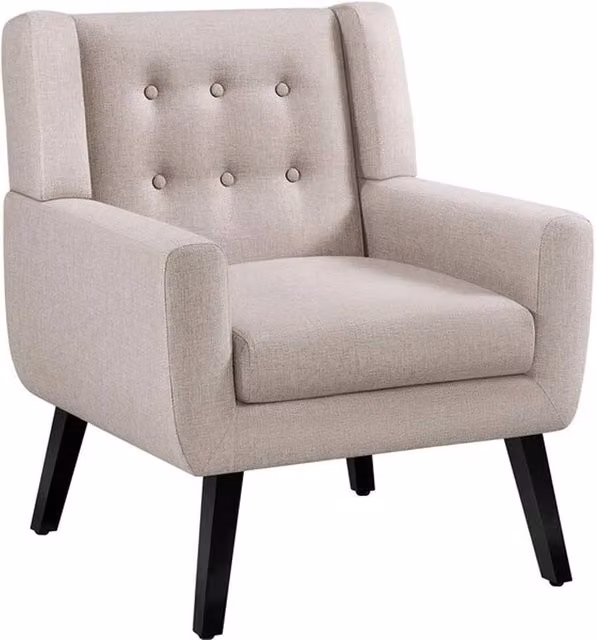 Kelvenix Beige Button Tufted Tub Chair with Armrests
