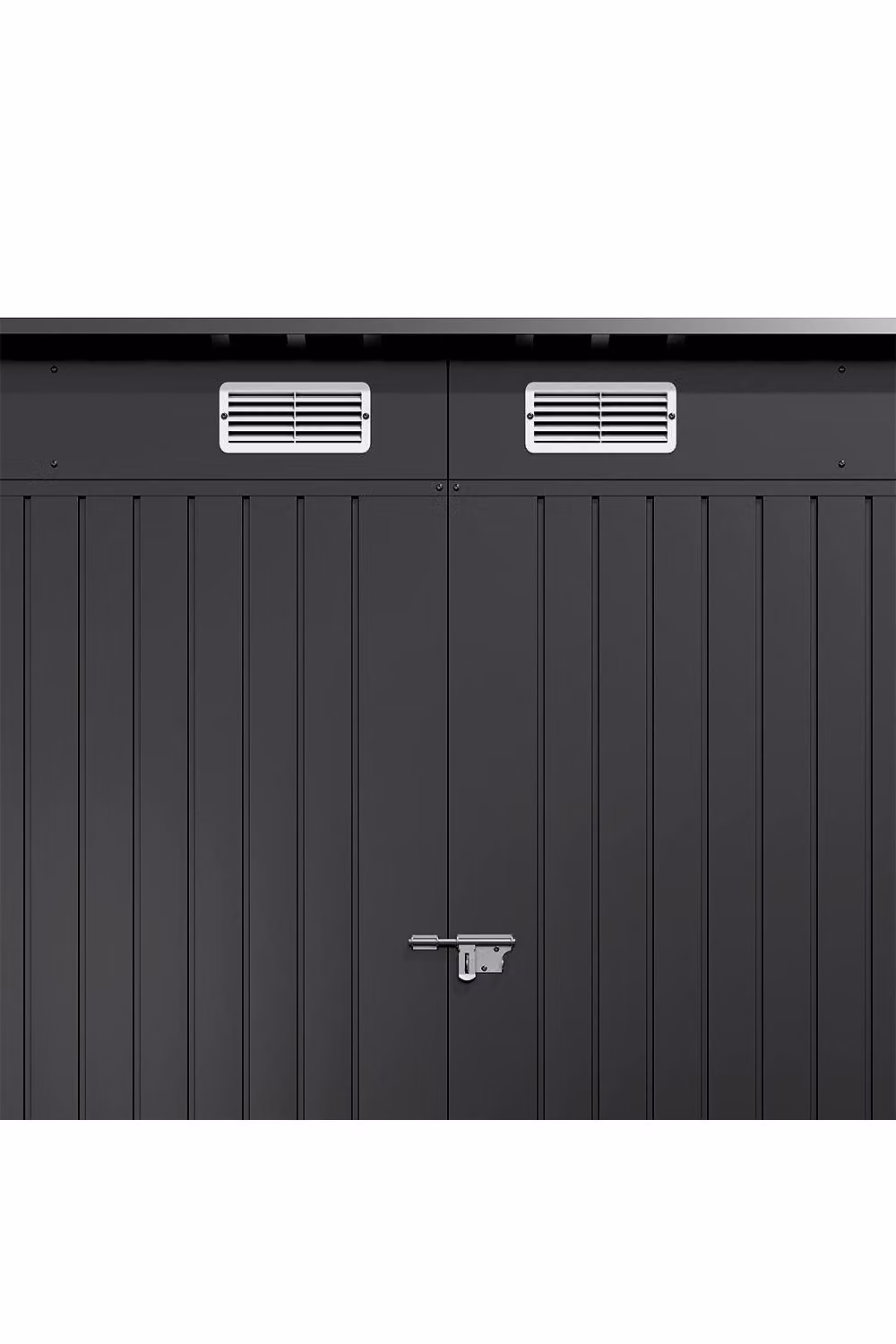 Garden Sanctuary Modern Outdoor Galvanised Steel Storage Shed with Dual Doors and Side Vent, Black, W/D/H: 238 x 180 x 100 cm – 3