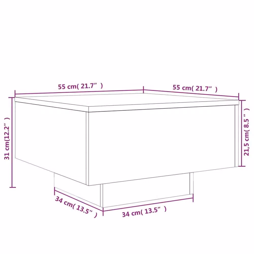 Berkfield Home Modern Square Coffee Table in Grey Composite Wood, W/D/H: 55 x 55 x 31 cm – 3
