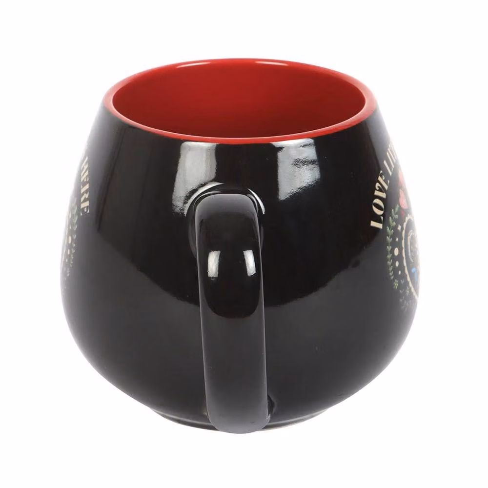 Something Different Love Lives Here Folk Heart Mug, Black, 500ml – 2