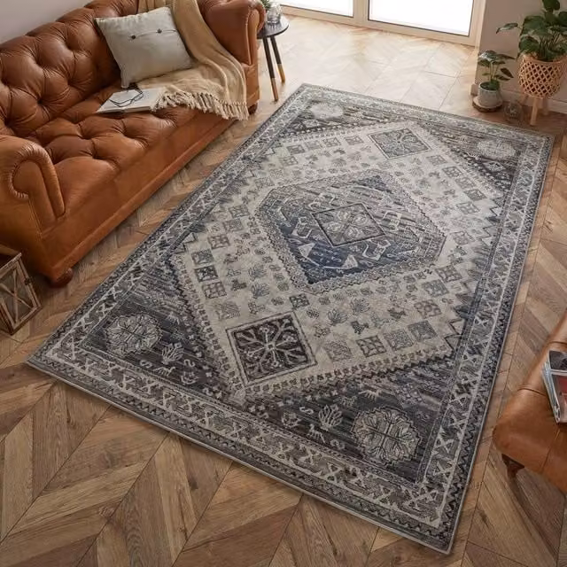 The Rug Shop UK Blue Traditional Persian Geometric Easy To Clean Latex Back Rug W: 240 cm, D: 340 cm – 1