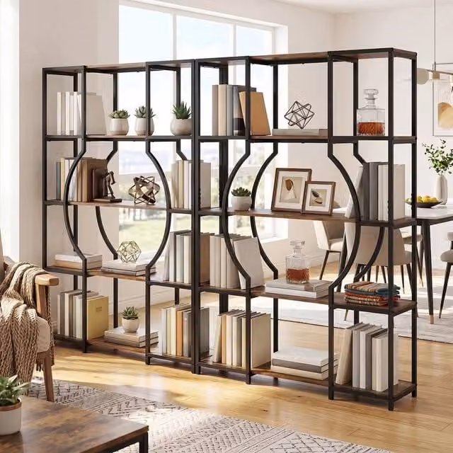 SPETLEK 5-Tier Industrial Geometric Tall Storage Shelving Unit in Black