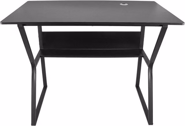 KORVIXA Modern Black Computer Desk with Storage Shelves, W/D/H: 100 x 100 x 100 cm – 1
