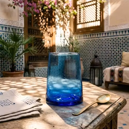 Nicola Spring Merzouga Blue Glass Tumblers, 260ml, Pack of 6 – 4