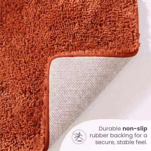 Allure Bath Fashions Luxury Microfibre Pedestal Toilet Mat, Non-Slip, Terracotta, W/D/H: 50 x 50 x 0.1 cm – 3