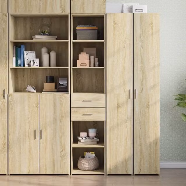 Berkfield Home Sonoma Oak Highboard in Brown, W/D/H: 40 x 42.5 x 185 cm