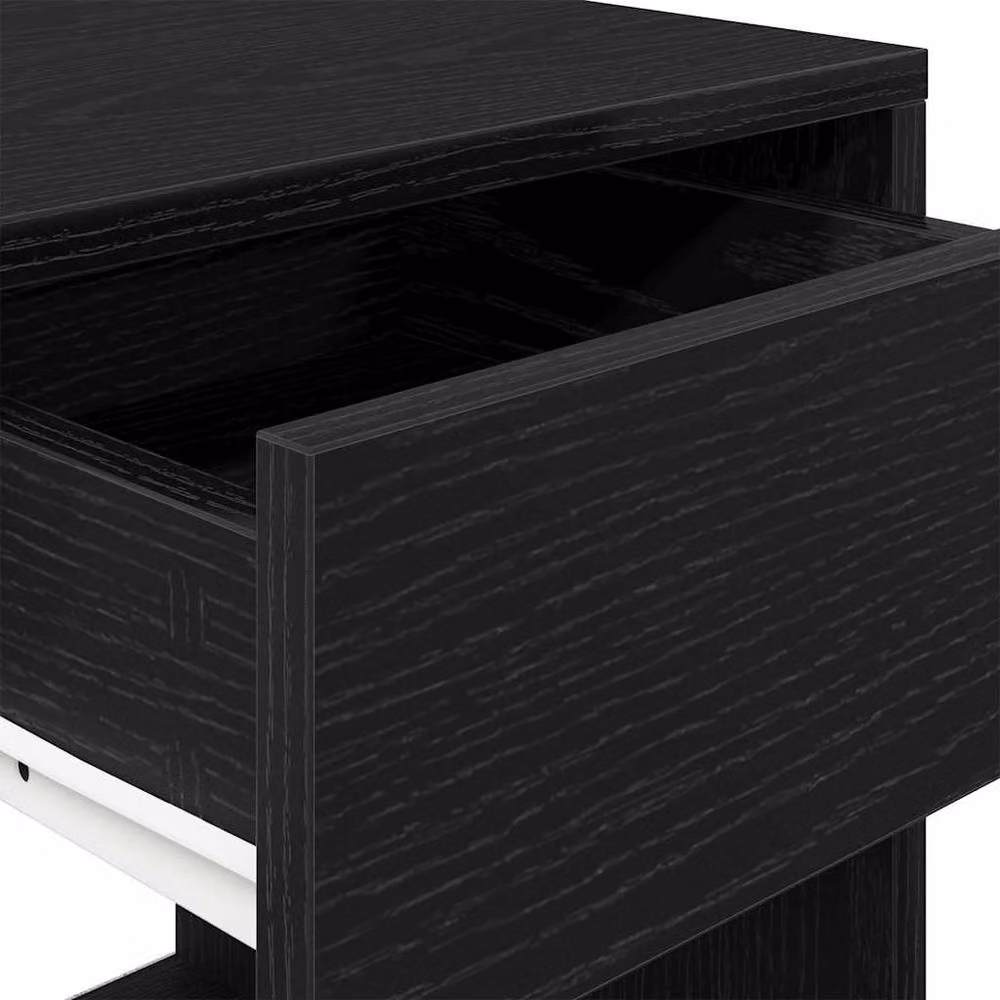 Berkfield Home Set of 2 Durable Bedside Cabinets with Drawer, Black Oak, W: 35 cm, D: 34 cm, H: 66.5 cm – 4