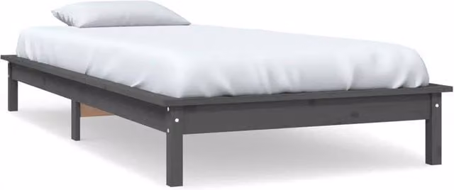 Berkfield Home Single Solid Wood Pine Bed Frame, Grey, W/D/H: 90 x 190 cm – 1