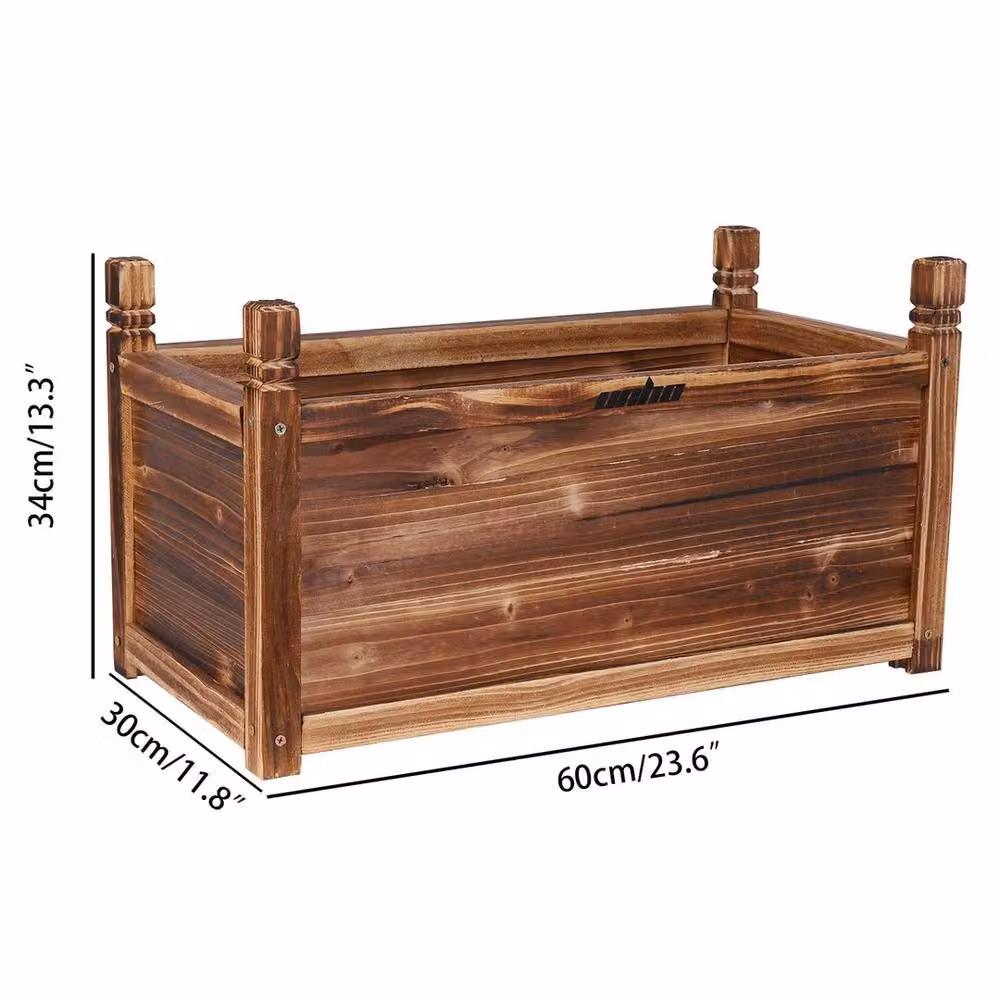 KORVIXA Brown Deep Planter Box for Vegetables, Flowers and Herbs, W/D/H: 60 x 30 x 33 cm – 2