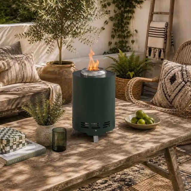 Wyld Haus Balatti Small Tabletop Smokeless Fire Pit, Green, Stainless Steel