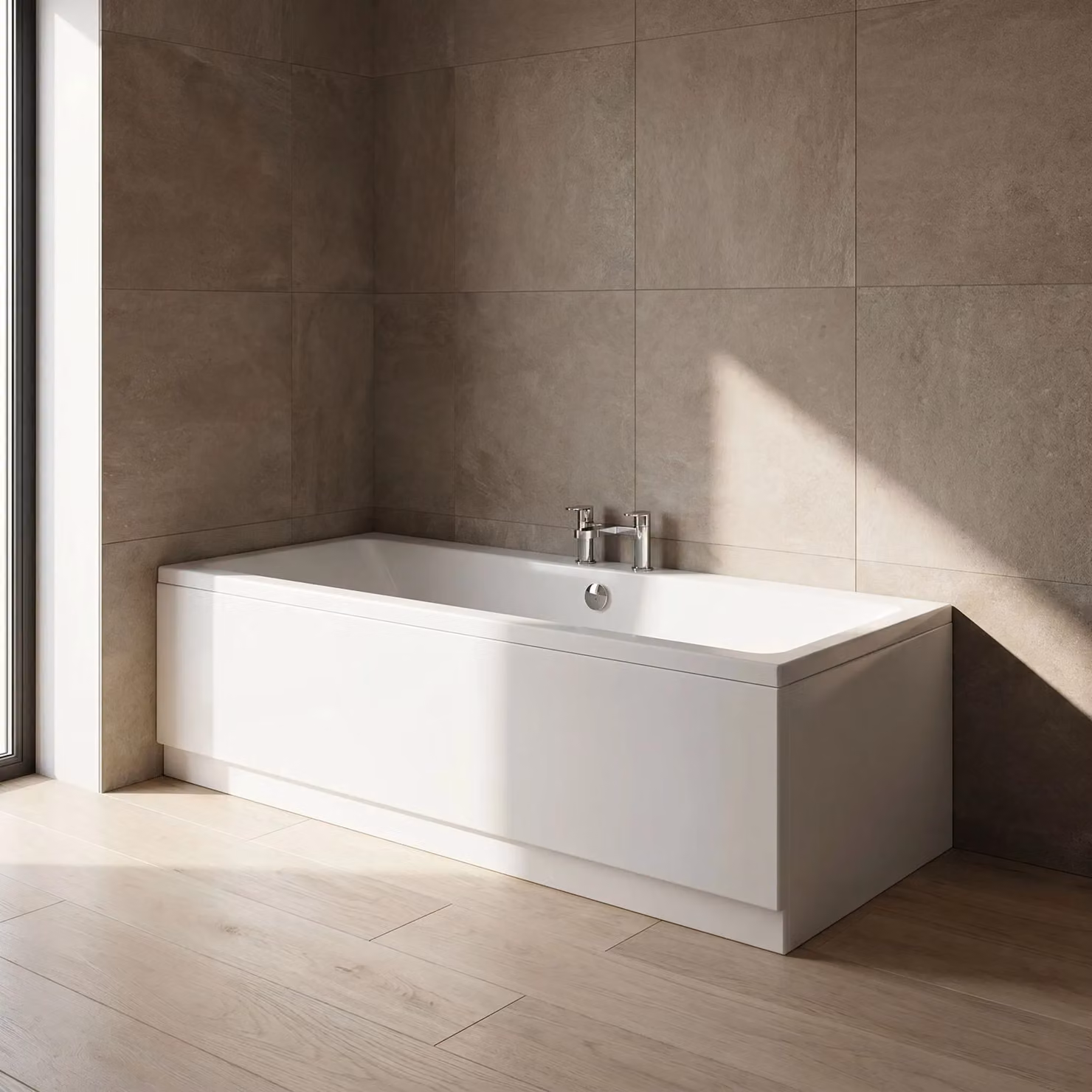 Balterley Square Thin Edge Double Ended Rectangular Shower Bath with Leg Set, White, W/D/H: 170 x 70 x 40 cm – 4