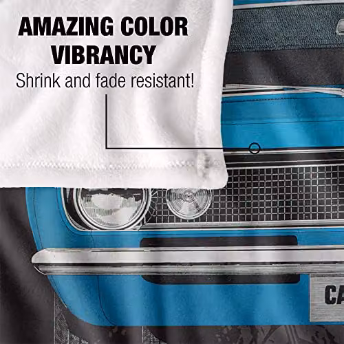 LOGOVISION Chevrolet 1967 Camaro Illustration Super Soft Fleece Throw Blanket, White, W/D/H: 152 x 127 cm – 3
