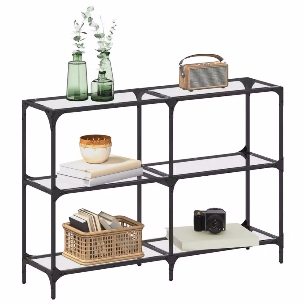 Berkfield Home Modern Console Table with Transparent Glass Top and Steel Frame, W/D/H: 118.5 x 30 x 81 cm – 3