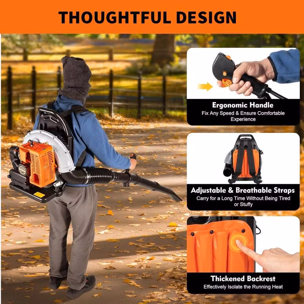 FLAVORA Professional Petrol Engine Backpack Leaf Blower in Orange – 4