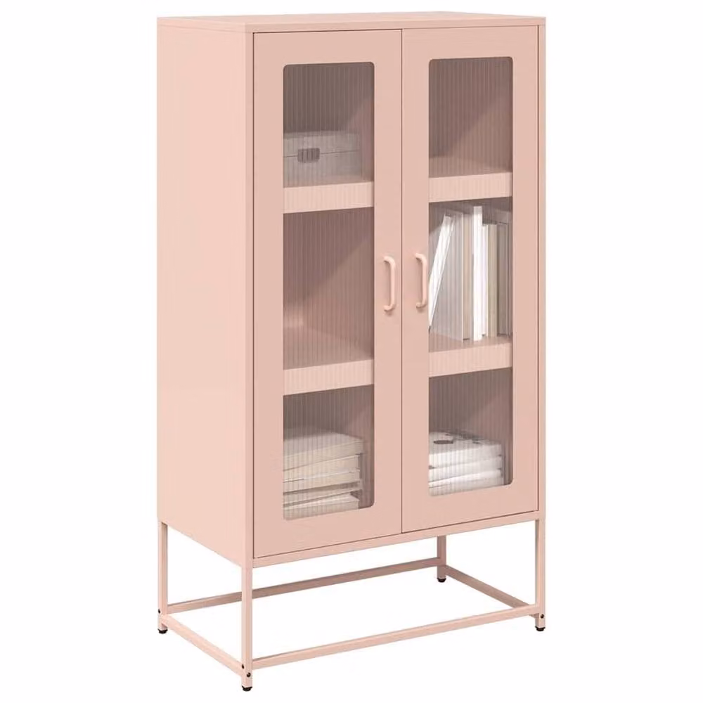 Berkfield Home Pink Steel Highboard, W: 68 cm, D: 39 cm, H: 123 cm – 2