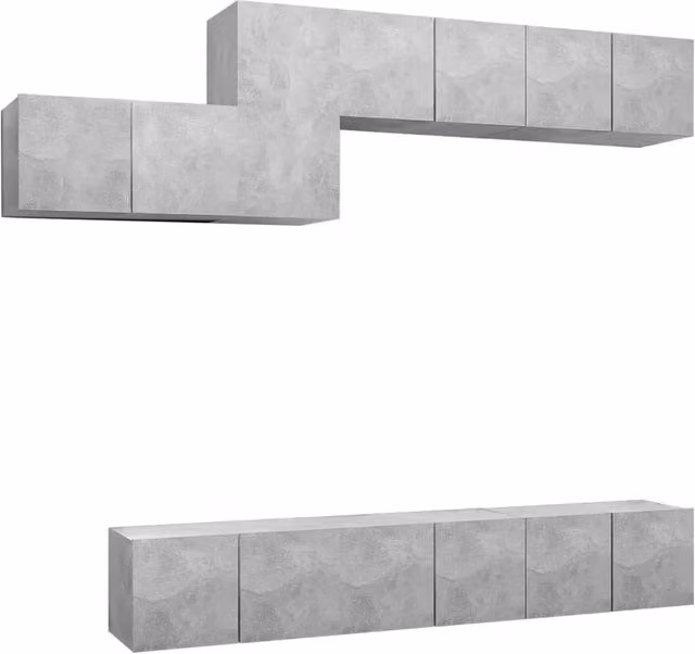 Berkfield Home 7 Piece Modern Living Room TV Cabinet Set in Matt Concrete Grey MDF – 1