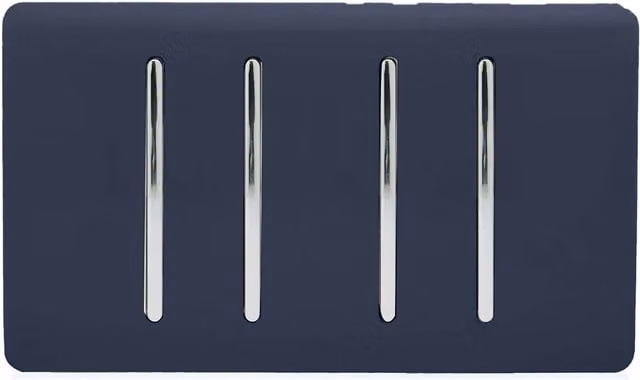 Trendi 4 Gang Light Switch (1x 2 Way & 3x Intermediate) 10 Amp, Navy Blue – 1