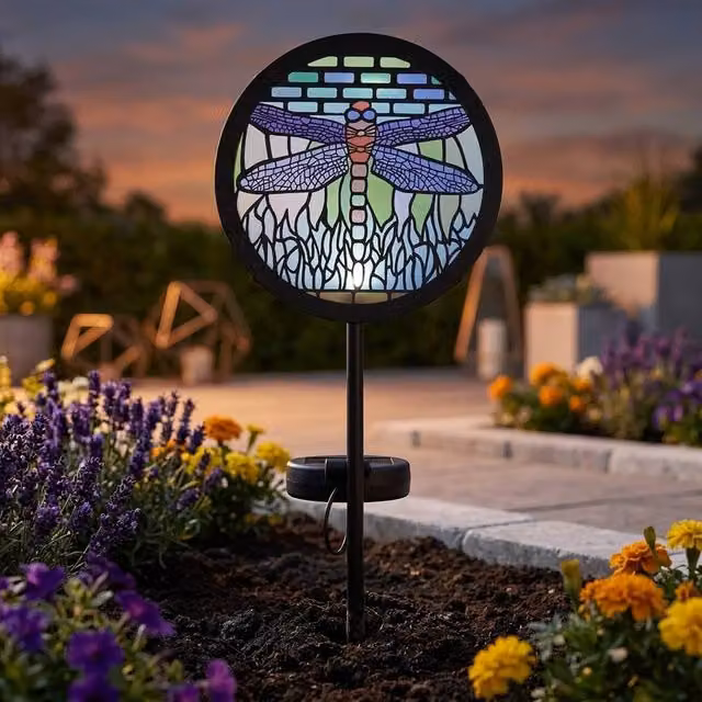 Garden Greatness Tiffany Dragonfly Multicolour Solar LED Garden Stake Light