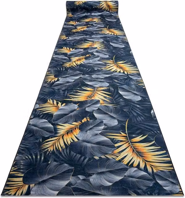 RugsX Anti-Slip Lotus Floral Runner in Grey and Multicolour, W: 120 cm, L: 360 cm